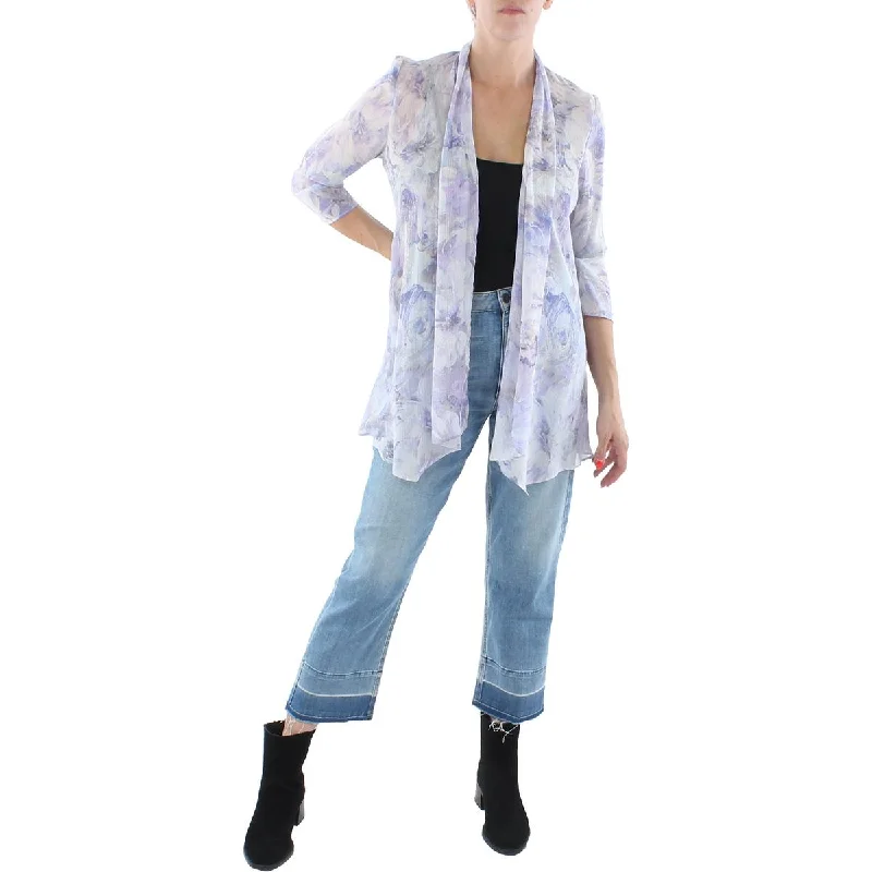Women's Winter Work Wool Tweed Blazers -R&M Richards Womens Chiffon Metallic Duster Blazer Women's Winter Work Wool Tweed Blazers -R&M Richards Womens Chiffon Metallic Duster Blazer