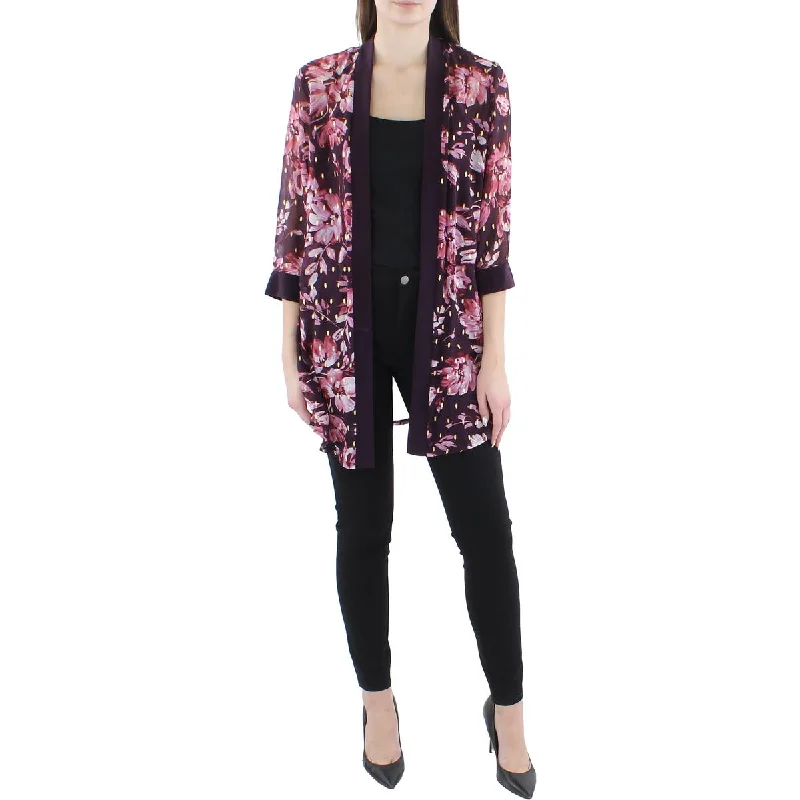 Women's Stylish Woolen Tweed Blazers for Winter -R&M Richards Womens Chiffon Sheer Duster Blazer Women's Stylish Woolen Tweed Blazers for Winter -R&M Richards Womens Chiffon Sheer Duster Blazer