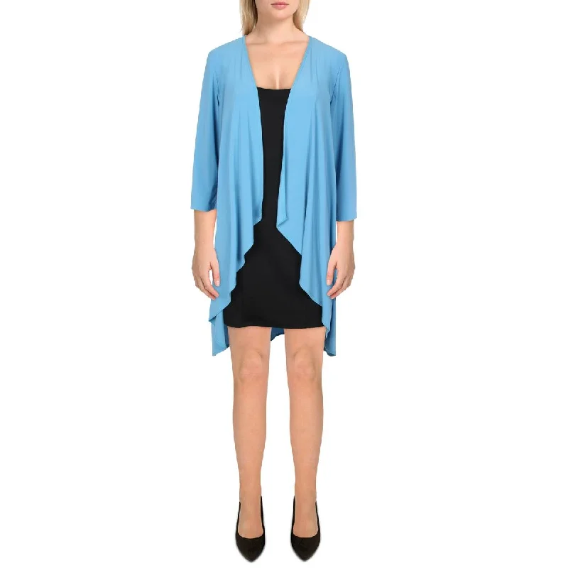 Women's Checkered Wool Tweed Blazers -R&M Richards Womens Knit Drapey Duster Blazer Women's Checkered Wool Tweed Blazers -R&M Richards Womens Knit Drapey Duster Blazer