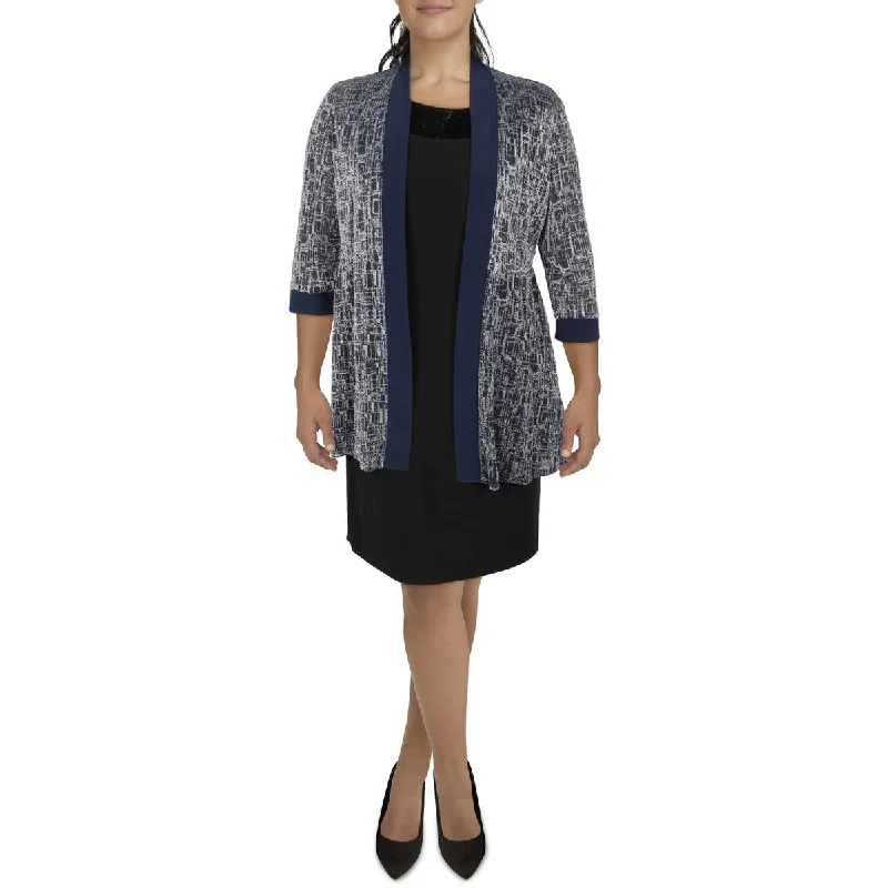 Women's Classic Wool Tweed Blazers -R&M Richards Womens Knit Metallic Duster Blazer Women's Classic Wool Tweed Blazers -R&M Richards Womens Knit Metallic Duster Blazer