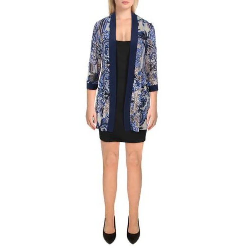 Women's Winter Business Blazers -R&M Richards Womens Mesh Printed Duster Blazer