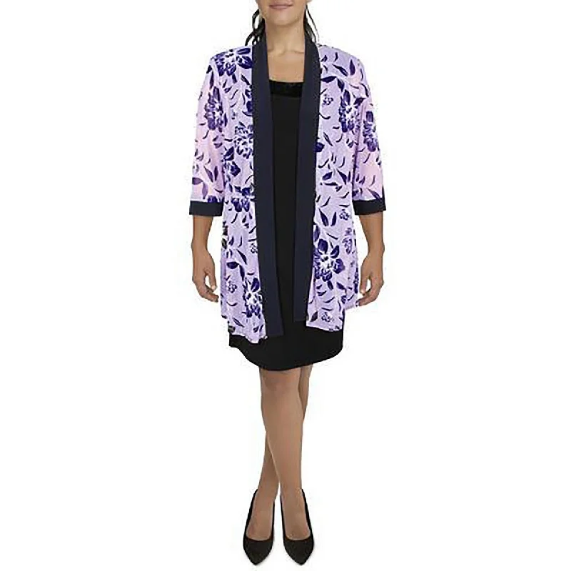 Women's Blazers with Wool Tweed Design -R&M Richards Womens Mesh Printed Duster Blazer Women's Blazers with Wool Tweed Design -R&M Richards Womens Mesh Printed Duster Blazer