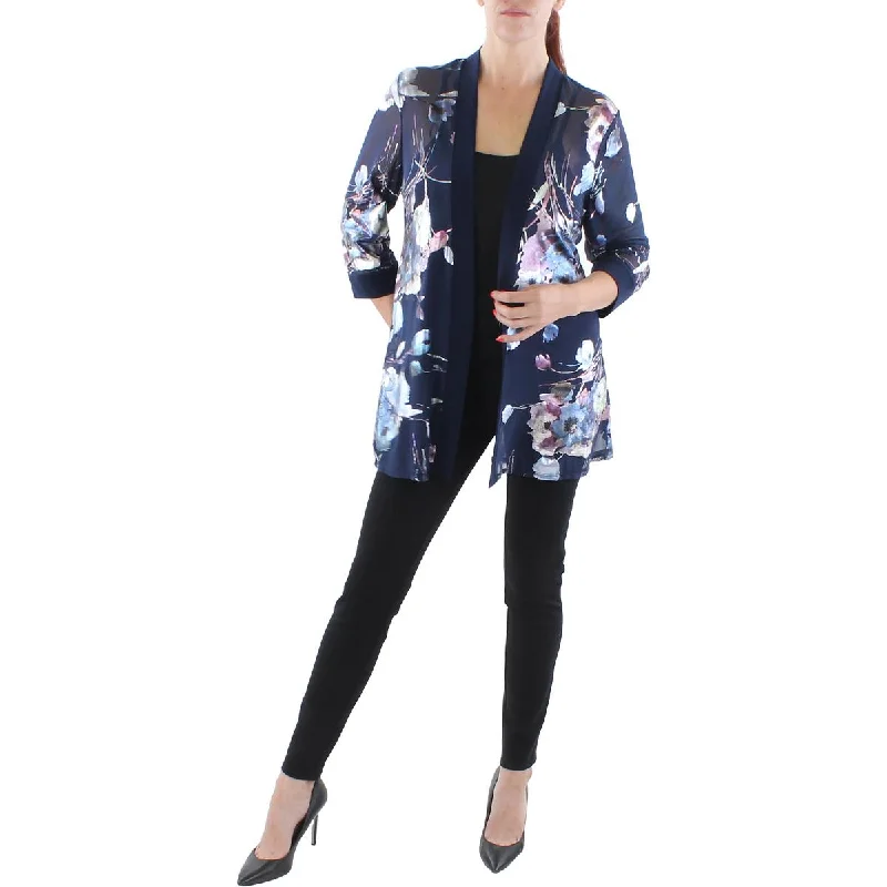 Women's Fall Woolen Blazers -R&M Richards Womens Petites Mesh Foiled Open-Front Blazer Women's Fall Woolen Blazers -R&M Richards Womens Petites Mesh Foiled Open-Front Blazer