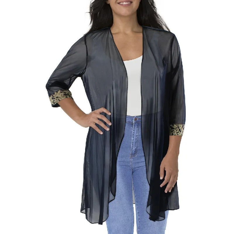 Women's Casual Work Blazers -R&M Richards Womens Plus Mesh Contrast Trim Duster Blazer Women's Casual Work Blazers -R&M Richards Womens Plus Mesh Contrast Trim Duster Blazer