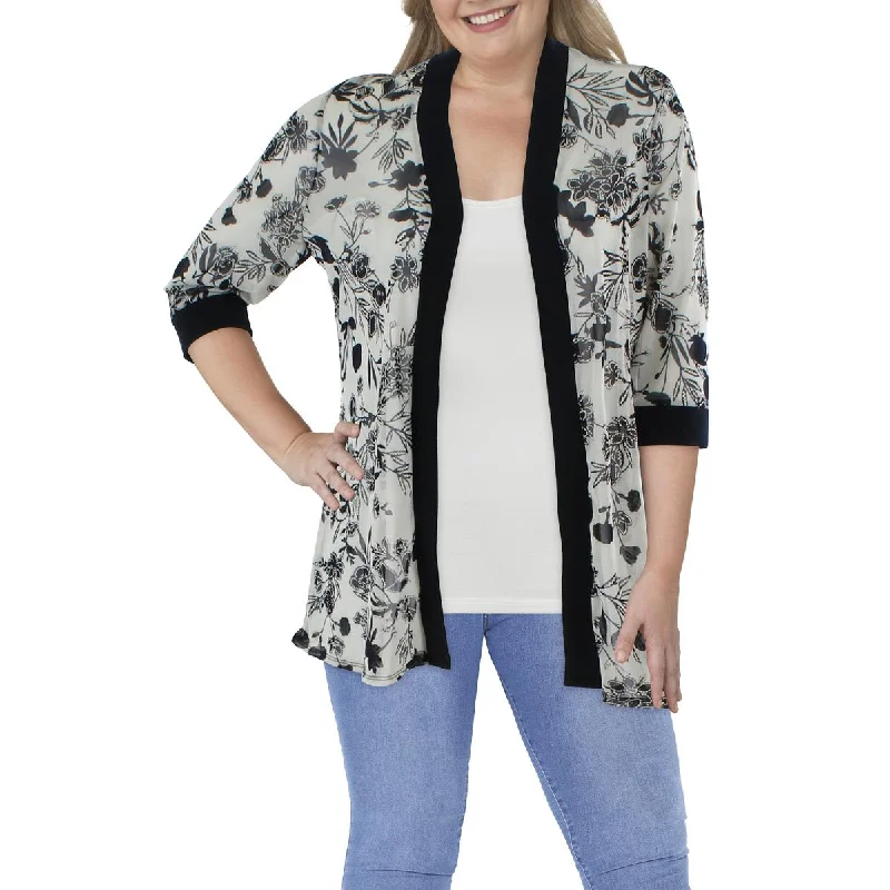 Women's Elegant Wool Tweed Blazers -R&M Richards Womens Plus Mesh Printed Duster Blazer Women's Elegant Wool Tweed Blazers -R&M Richards Womens Plus Mesh Printed Duster Blazer