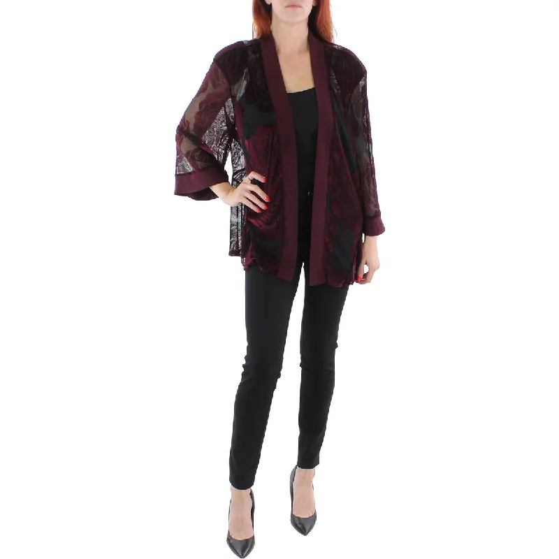 Women's Winter Woolen Tweed Blazers -R&M Richards Womens Plus Mesh Velvet Duster Blazer Women's Winter Woolen Tweed Blazers -R&M Richards Womens Plus Mesh Velvet Duster Blazer
