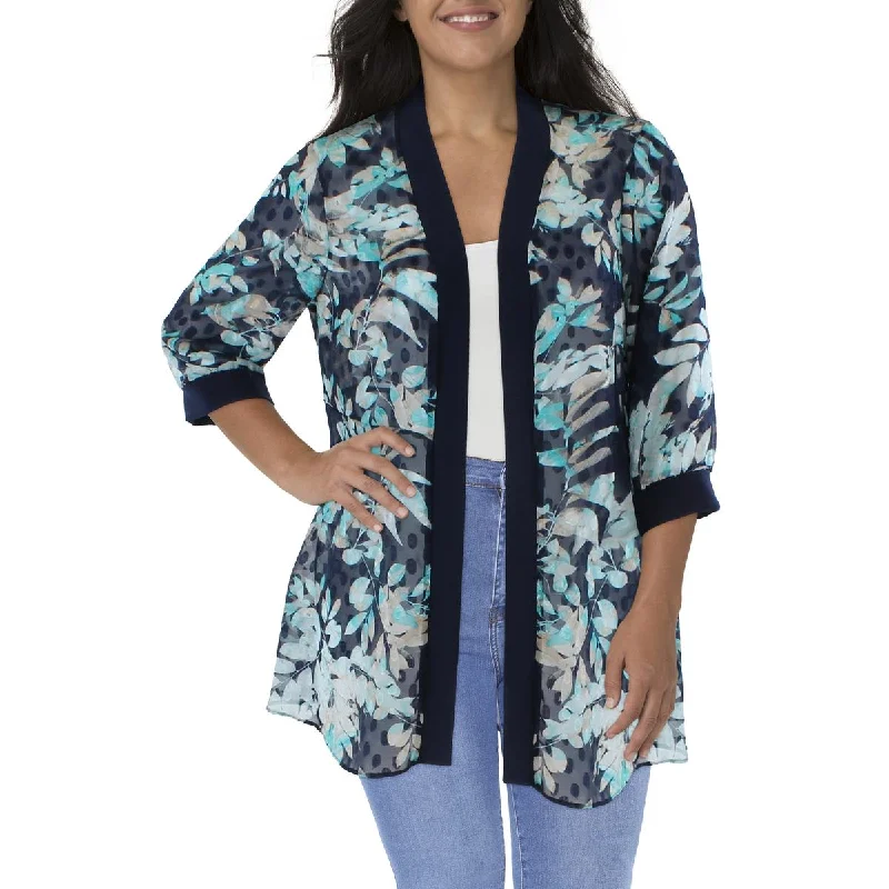 Women's Stylish Woolen Blazers for Winter -R&M Richards Womens Printed Duster Open-Front Blazer Women's Stylish Woolen Blazers for Winter -R&M Richards Womens Printed Duster Open-Front Blazer