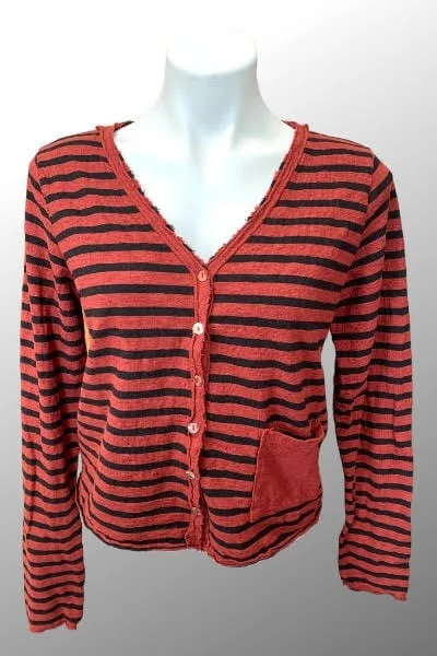 Women's Biker-style Blazers -Raw Edge Blazer - striped