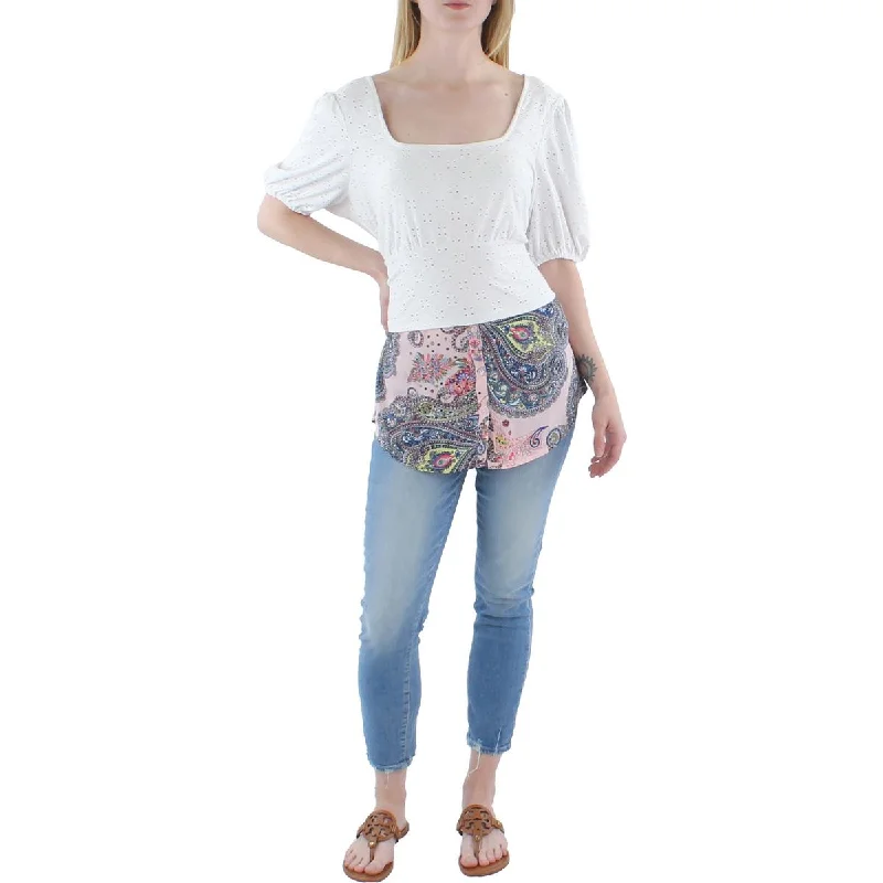 Women's Button-back Shirts -Refried Apparel Womens Floral Gathered Neckline Blouse