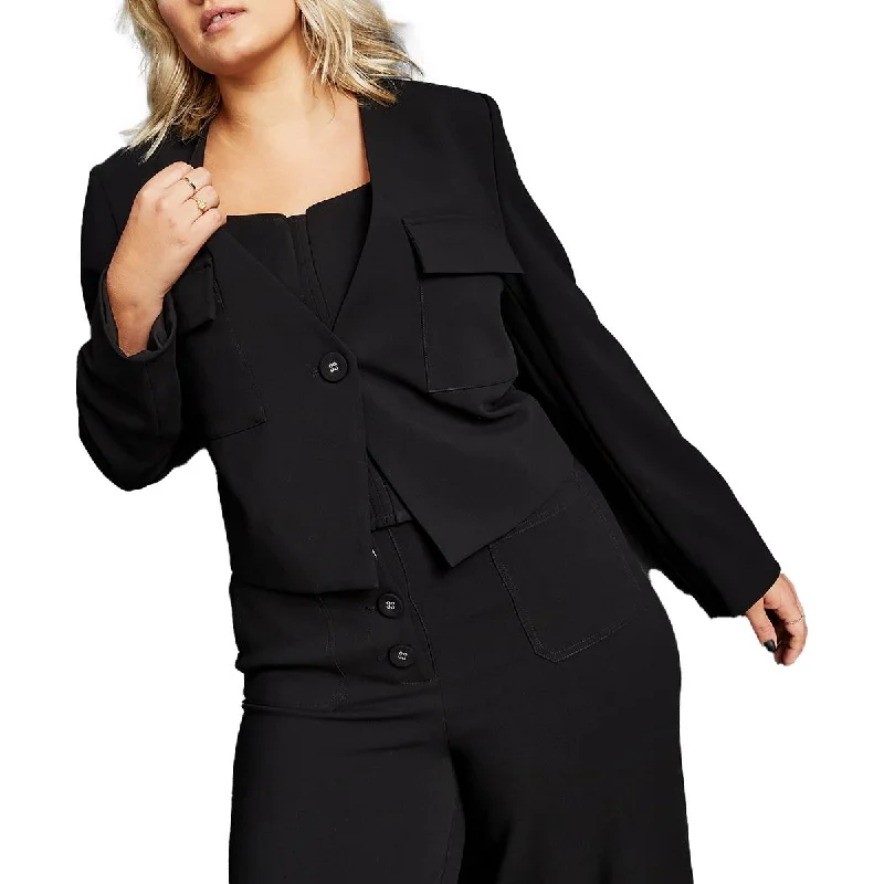Women's Winter Blazers with Wool Fabric -Royalty By Maluma Womens Collarless Suit Separate One-Button Blazer Women's Winter Blazers with Wool Fabric -Royalty By Maluma Womens Collarless Suit Separate One-Button Blazer