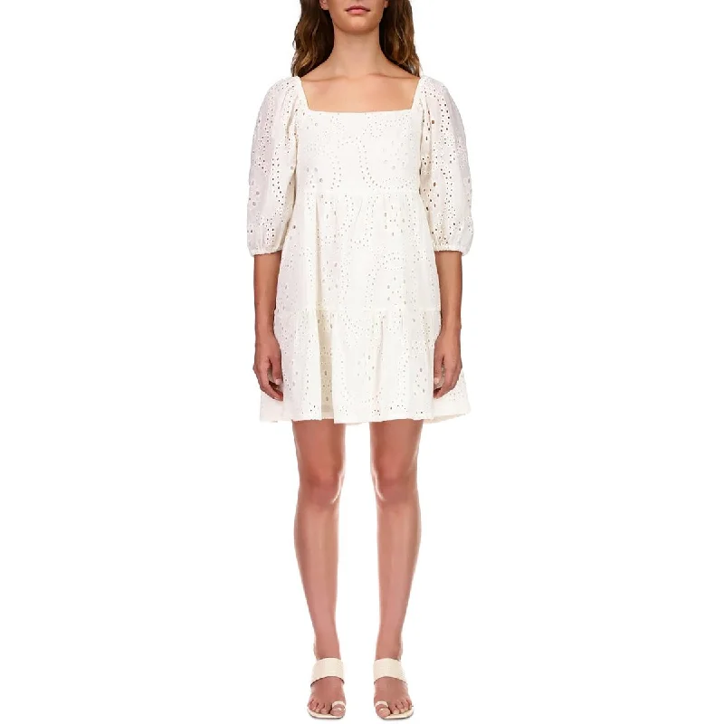 Doll Dress with Satin Finish -Sanctuary Womens Eyelet Short Babydoll Dress