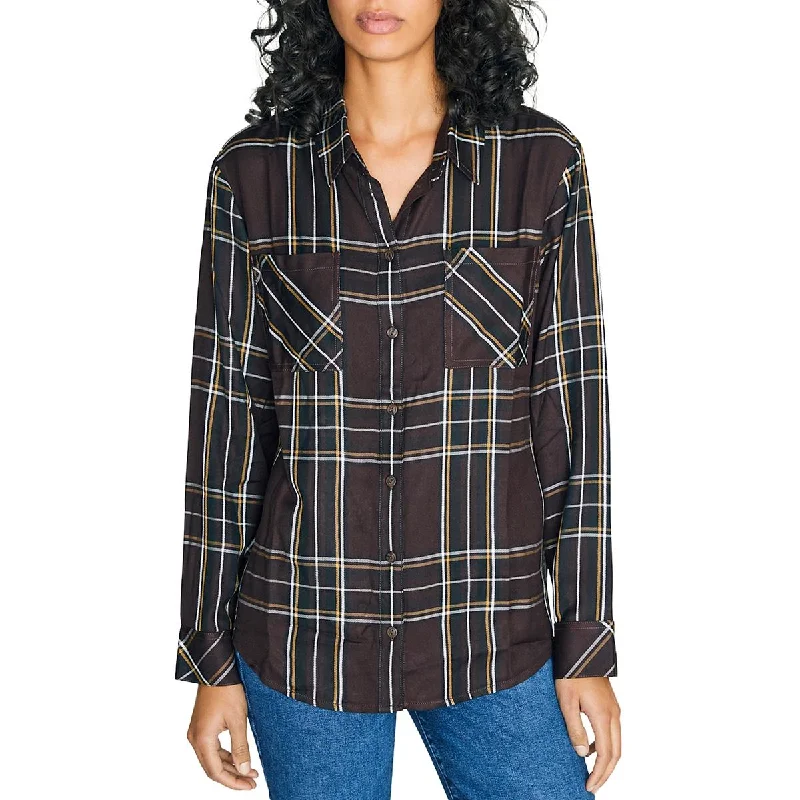 Women's Dressy Shirts for Women -Sanctuary Womens New Generation Plaid Boyfriend Blouse