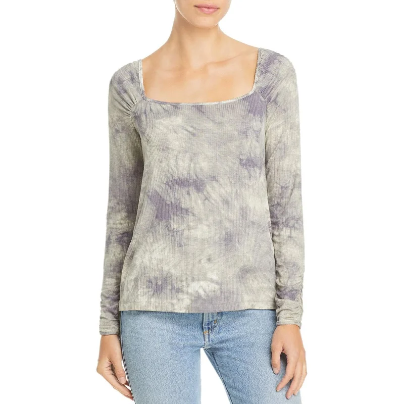 Women's Pullover with Simple Style -Single Thread Womens Tie-Dye Ruched Pullover Top Women's Pullover with Simple Style -Single Thread Womens Tie-Dye Ruched Pullover Top