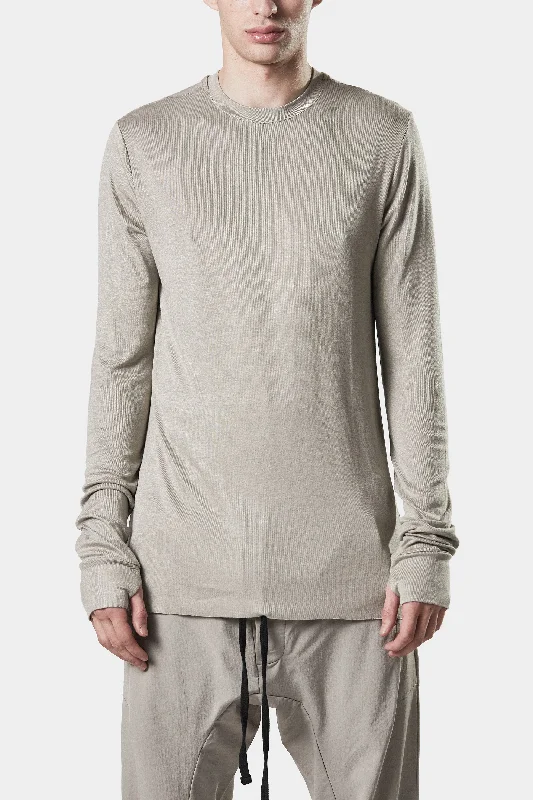Women's Cozy T-shirt with Long Sleeves for Winter -Soft long sleeve tee, Beige