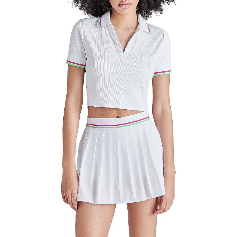 Women's Pullover with Stretchy Fabric -Steve Madden Womens Campbell Crop Split Neck Pullover Top Women's Pullover with Stretchy Fabric -Steve Madden Womens Campbell Crop Split Neck Pullover Top