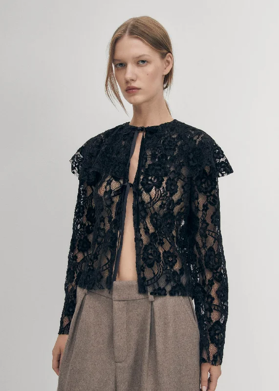 Women's Colorful Print Shirts -Tolpa Lace Black Blouse