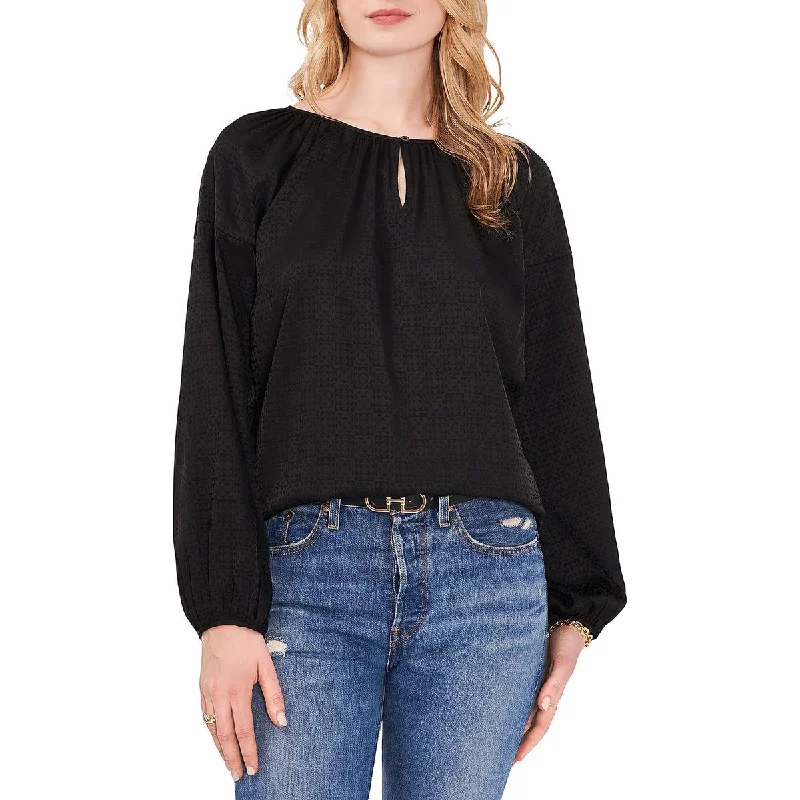 Women's Office Casual Blouses -Vince Camuto Womens Printed Jacquard Blouse