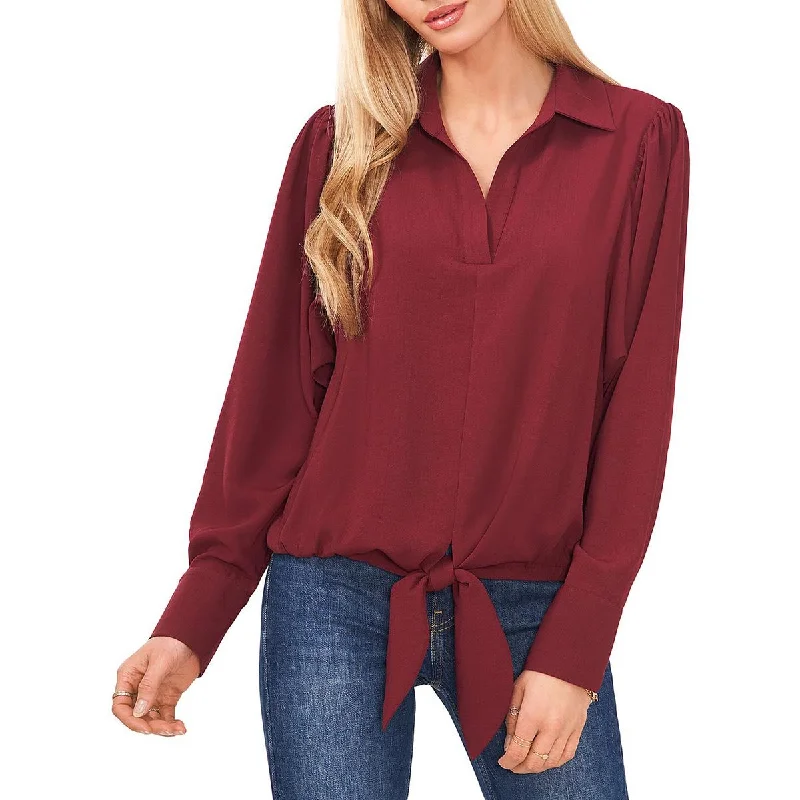 Women's Semi-sheer Blouses -Vince Camuto Womens Tie Front Collared Blouse