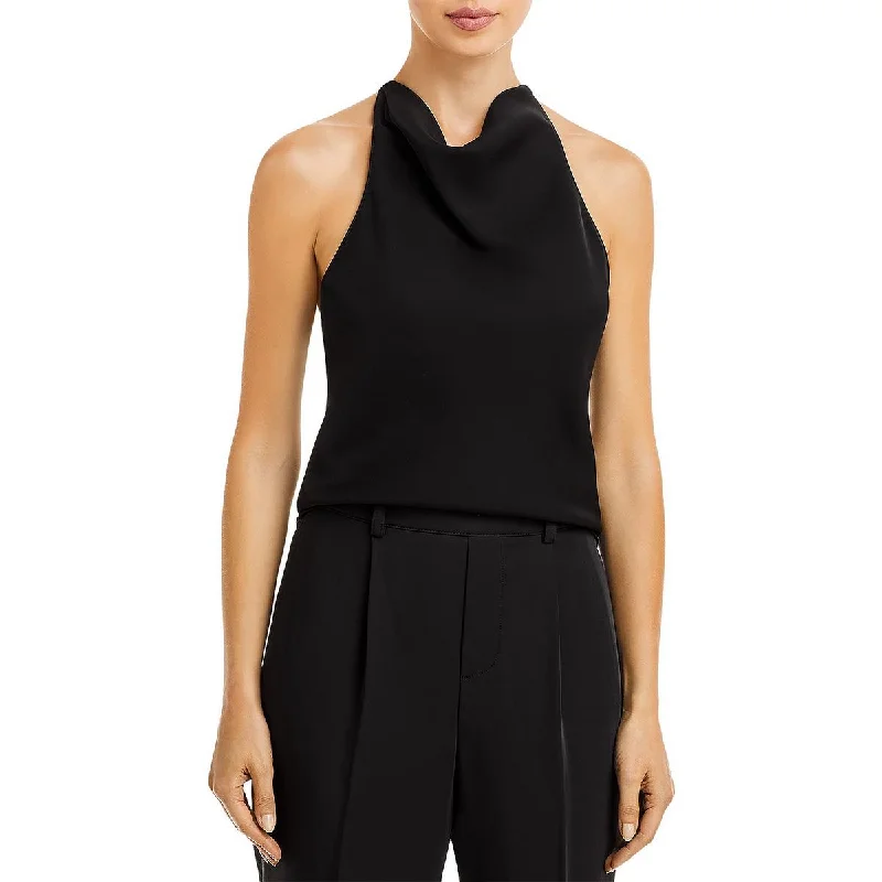 Women's Camis for Layering with Dresses -Aqua Womens Cowl Neck Halter Cami