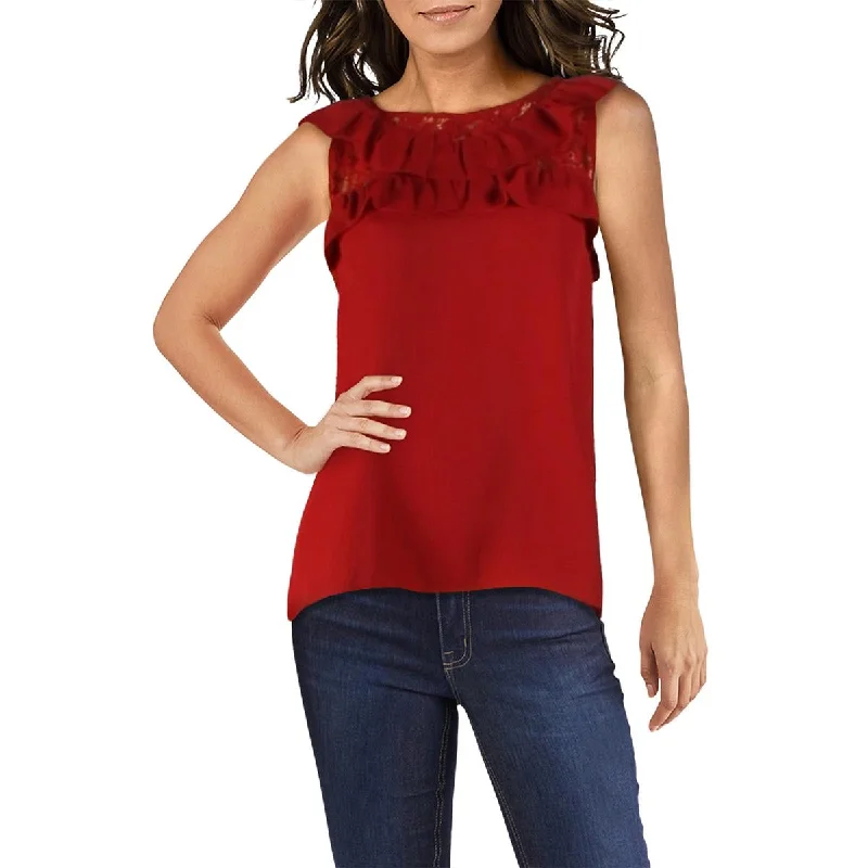 Women's Plaid Shirts -BB Dakota Womens Lace Trim Ruffles Blouse