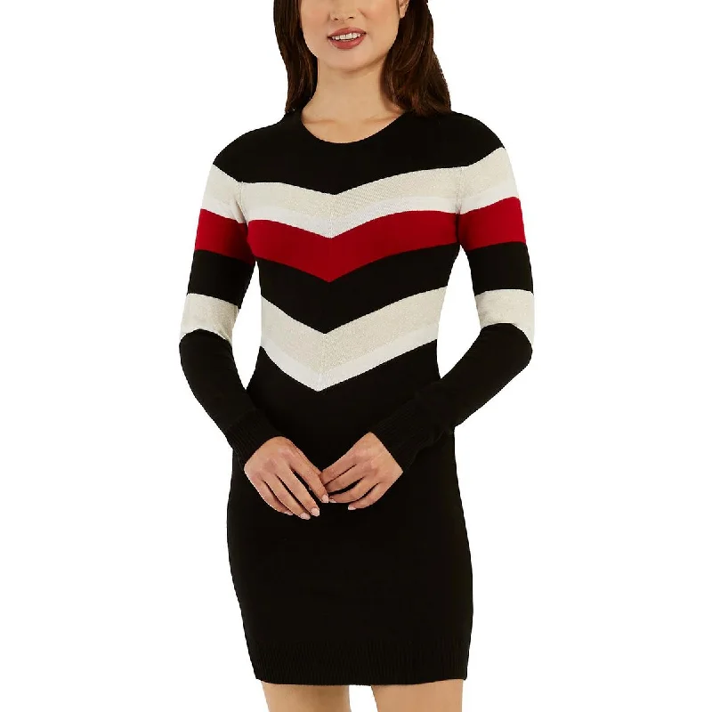 Women's Sweaterdress with Zigzag Patterns -BCX Womens Juniors Metallic Mini Sweaterdress Women's Sweaterdress with Zigzag Patterns -BCX Womens Juniors Metallic Mini Sweaterdress