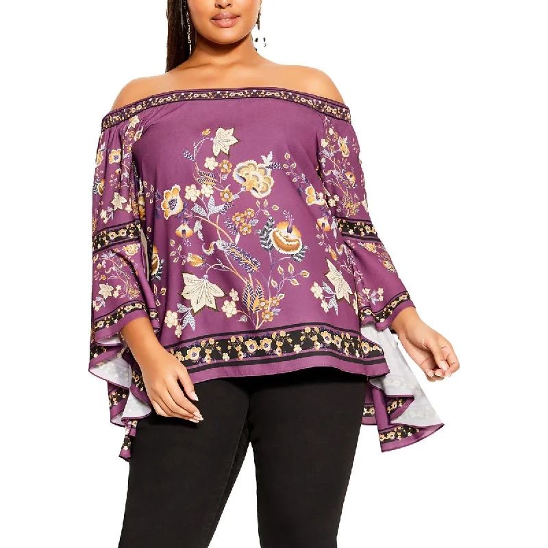 Women's Blouses for Party -City Chic Womens Plus Top Cordelia Floral Ruffled Blouse