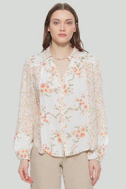 Women's Pleated Blouses -Dex Peachy Floral Blouse