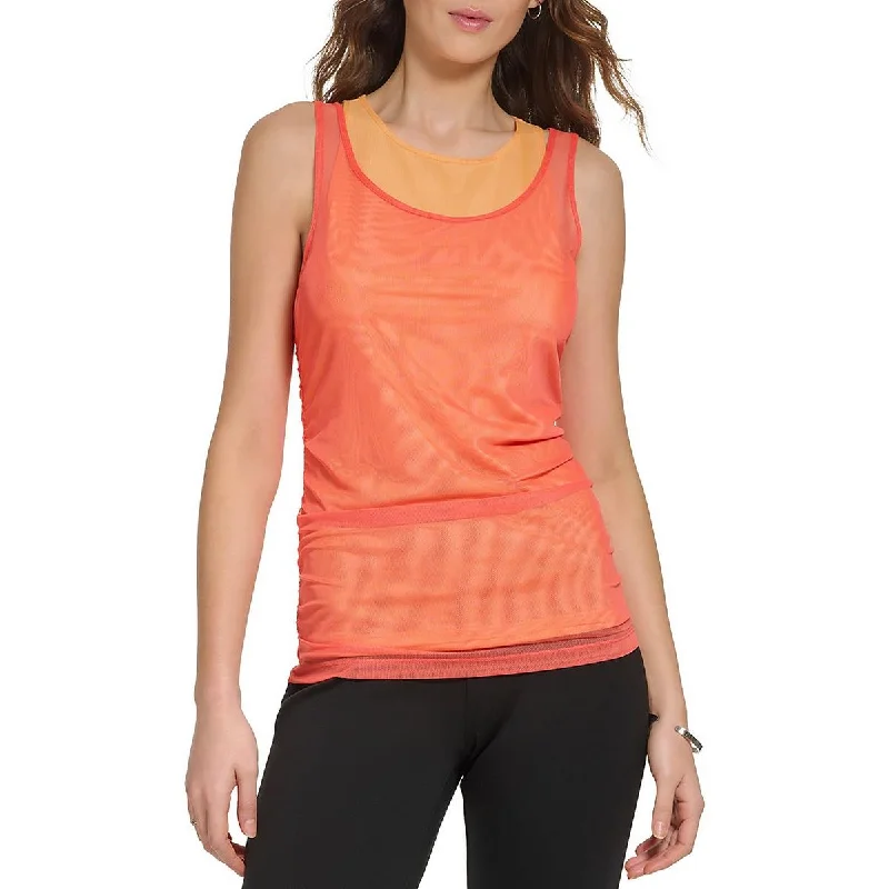 Women's Cotton Blouses -DKNY Womens Mesh Crewneck Blouse