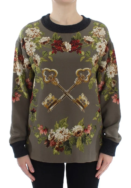 Women's Slim-fit Shirts -Dolce & Gabbana Enchanted Sicily Silk Crewneck Blouse
