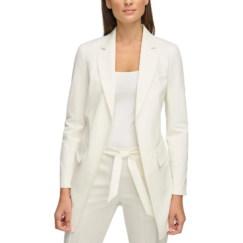 Women's Double-breasted Work Blazers -Donna Karan Womens Notch Lapel Lon-Line One-Button Blazer Women's Double-breasted Work Blazers -Donna Karan Womens Notch Lapel Lon-Line One-Button Blazer