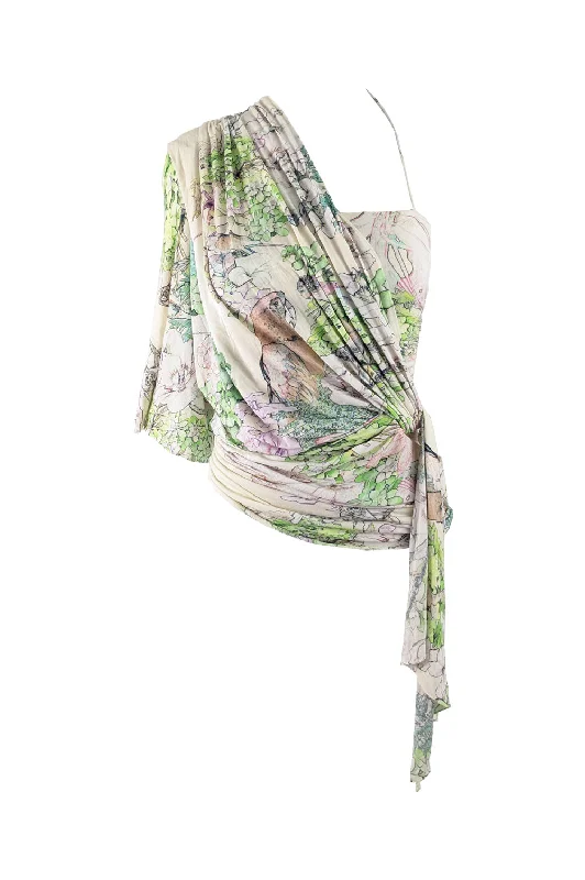 Women's Pleated Shirts -Emanuel Ungaro Vintage y2k One Shoulder Modal Blouse, 2000s