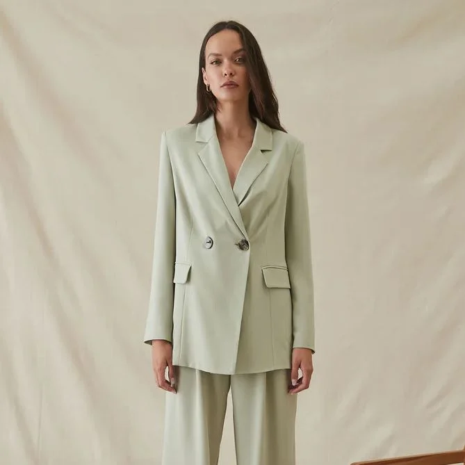 Women's Luxury Blazers -Esmaee Villa Blazer - Soft Mint