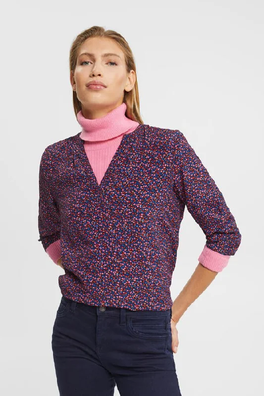Women's Work Shirts -Esprit Long Sleeve Patterned Blouse