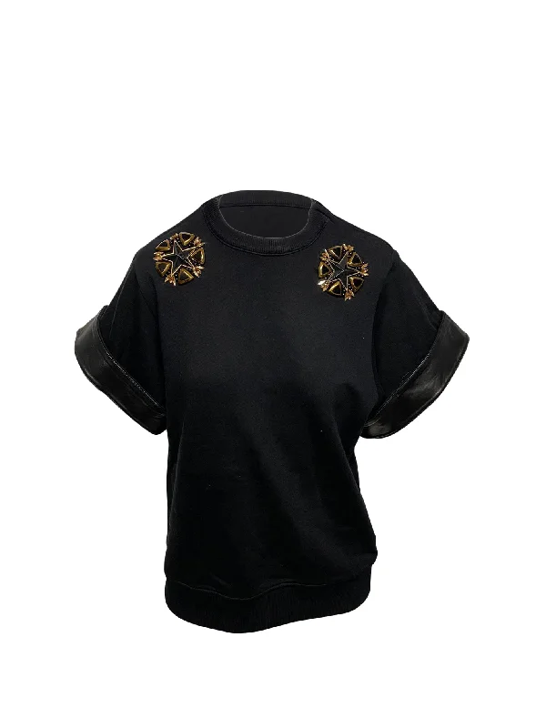 Women's Cashmere Blouses -Givenchy Star Embellished Blouse in Black Cotton