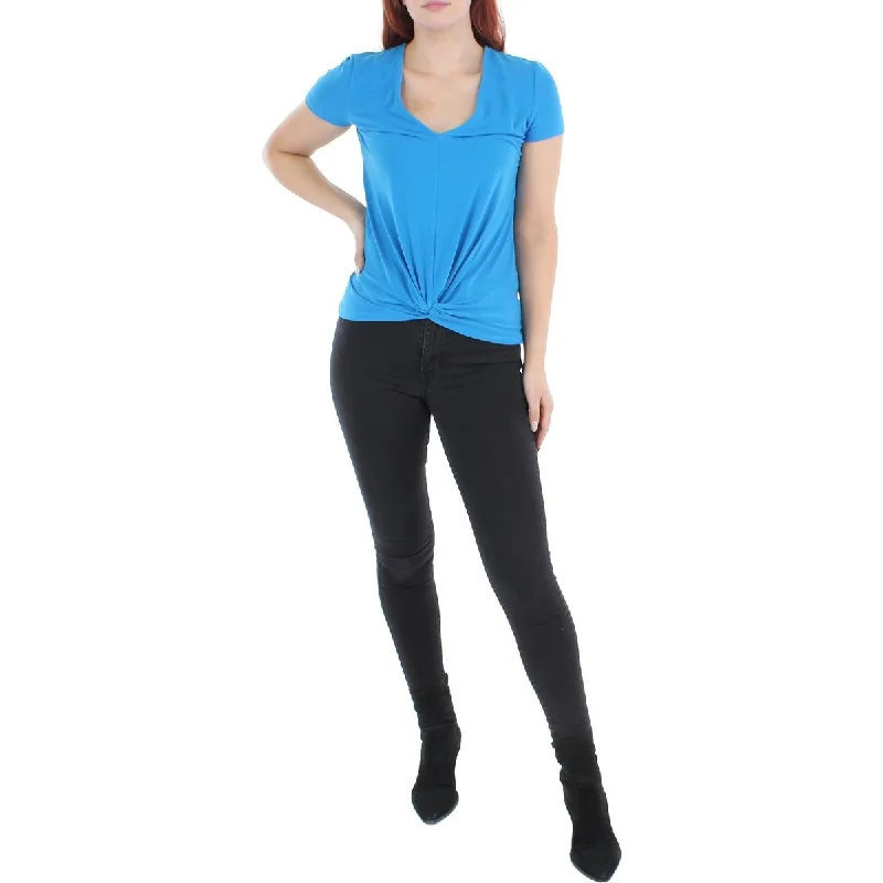 Women's Loose Fit Blouses -INC Womens Stretch Knot-Front Blouse