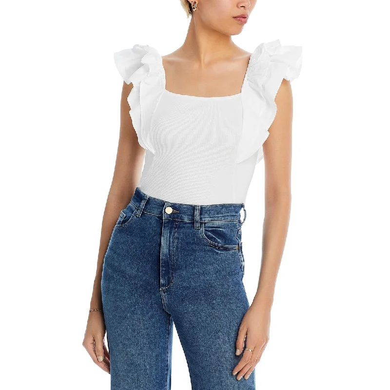 Women's Basic Shirts -Joe's Womens Ribbed Flutter Sleeve Blouse