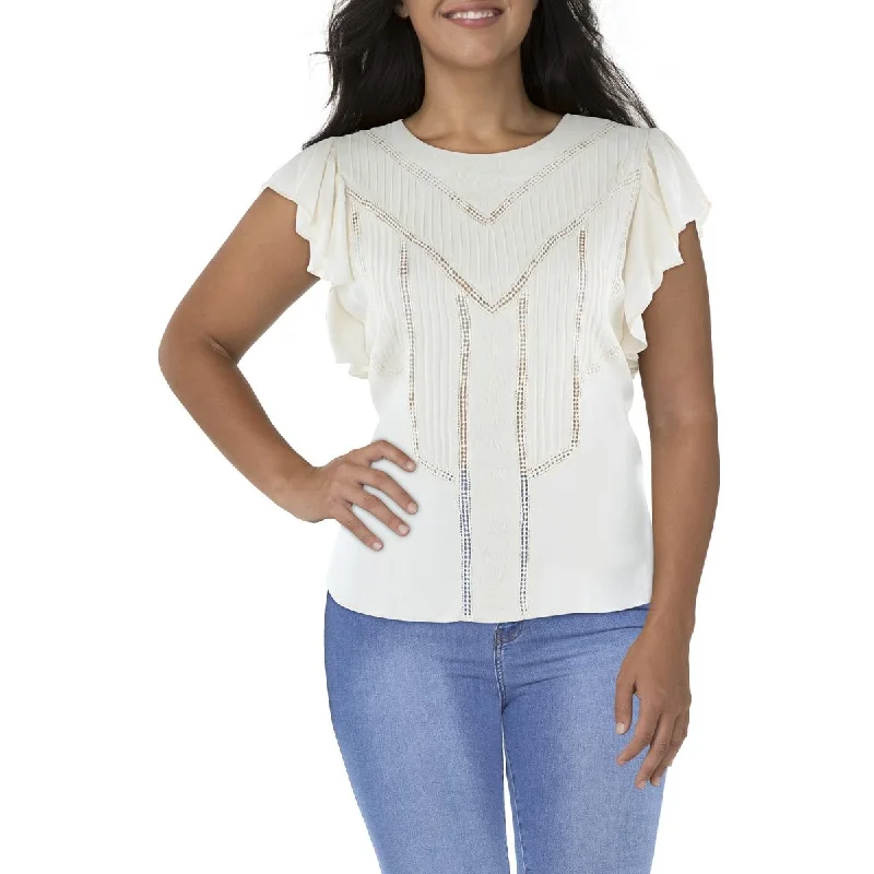 Women's Lace-Trimmed Shirts -Lauren Ralph Lauren Womens Embroidered Pintuck Blouse