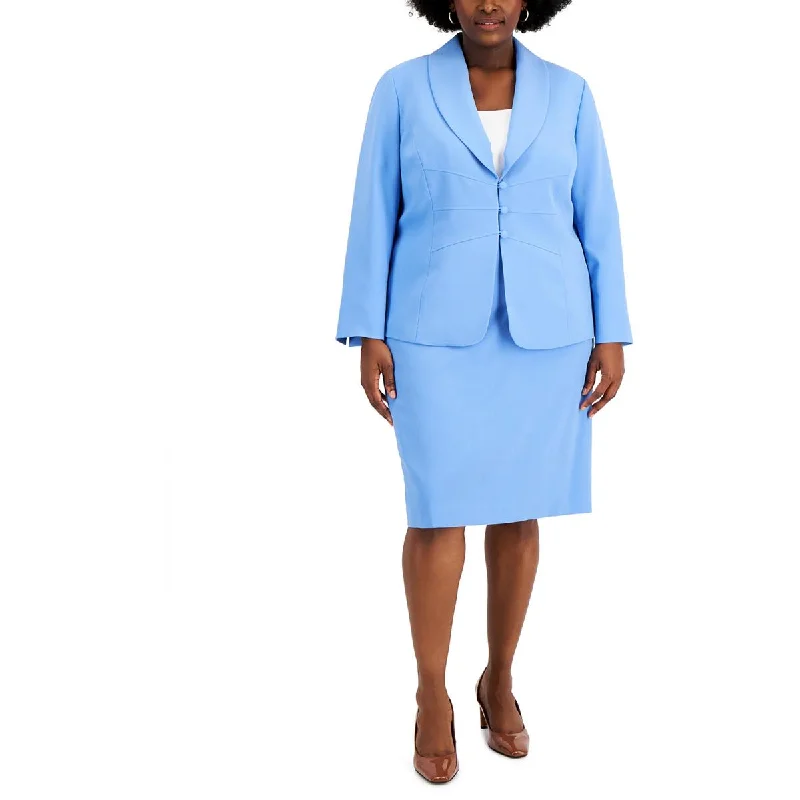 Women's Stylish Blazers -Le Suit Womens Plus Knit Long Sleeve Suit Jacket