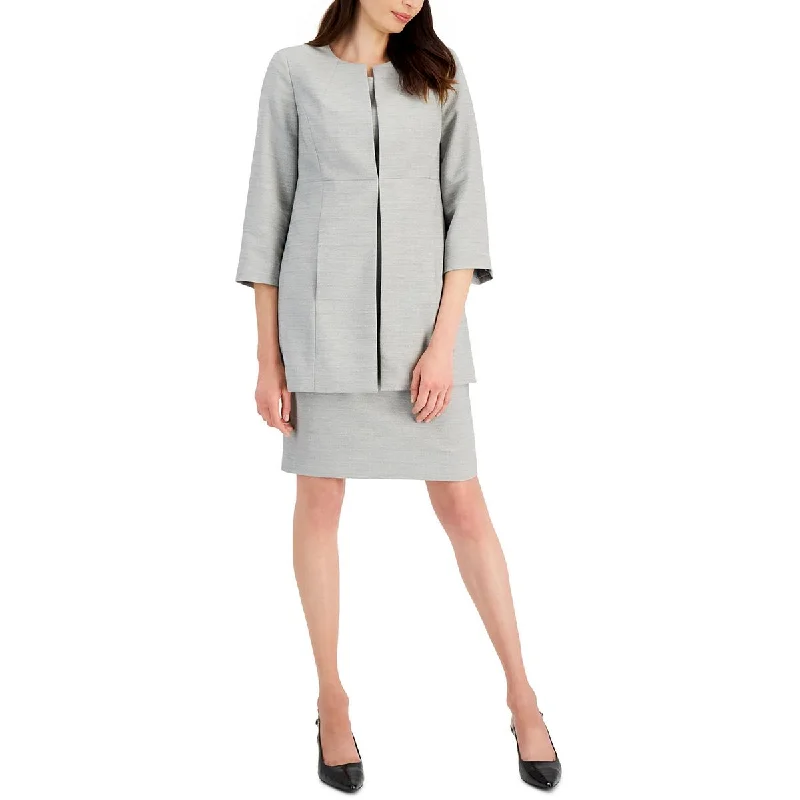 Women's Black Blazers -Le Suit Womens Textured  Open-Front Blazer