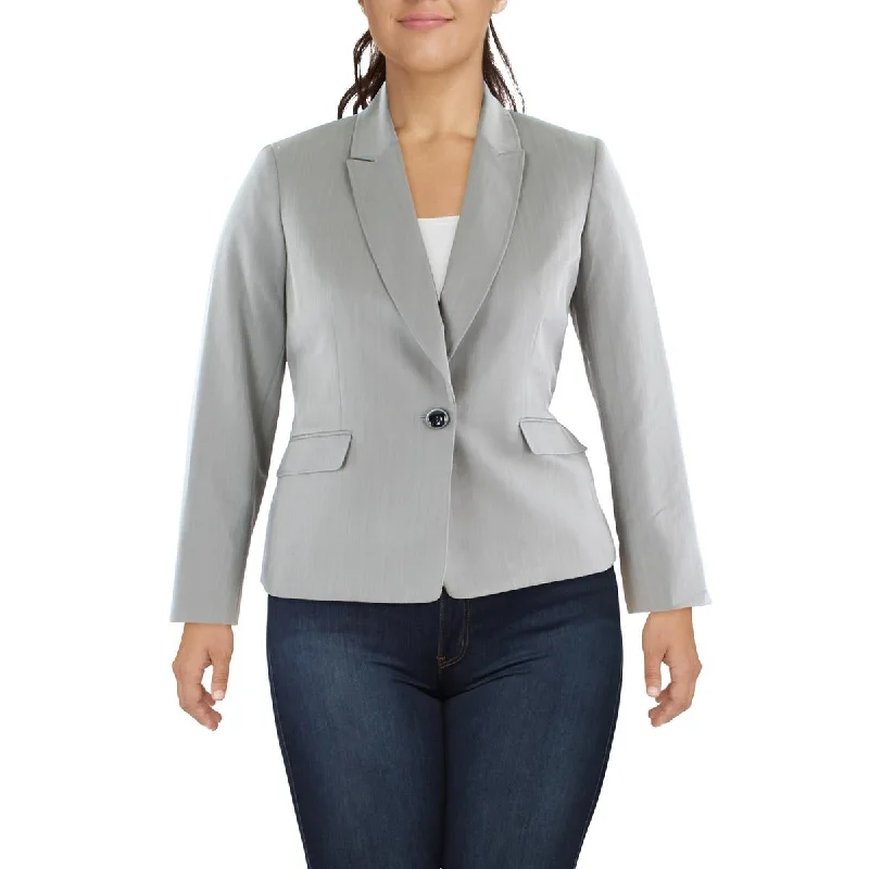 Women's White Blazers -Le Suit Womens Woven Striped One-Button Blazer