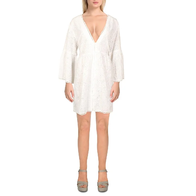 Doll Dress with Netting Details -Melissa Odabash Womens Cotton Coverup Babydoll Dress Doll Dress with Netting Details -Melissa Odabash Womens Cotton Coverup Babydoll Dress