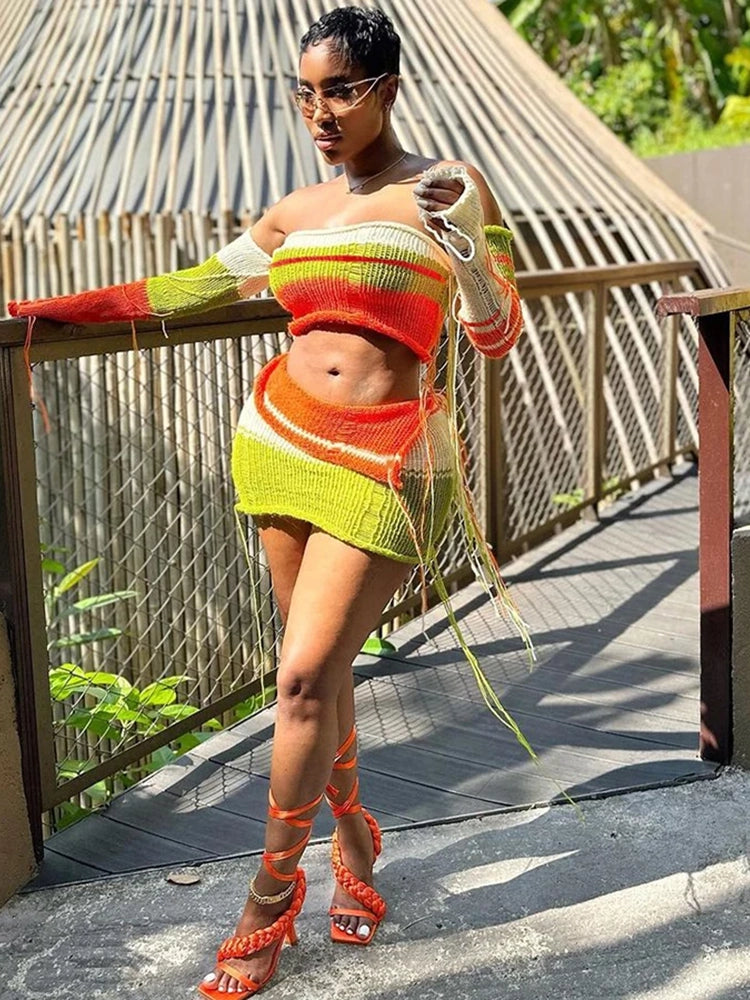 Women's Sweater Set for a Casual Get-Together -New Arrivals Color Blocking 2 Piece Set Women Sexy Two Pieces Skirts Sets Women's Sweater Set for a Casual Get-Together -New Arrivals Color Blocking 2 Piece Set Women Sexy Two Pieces Skirts Sets