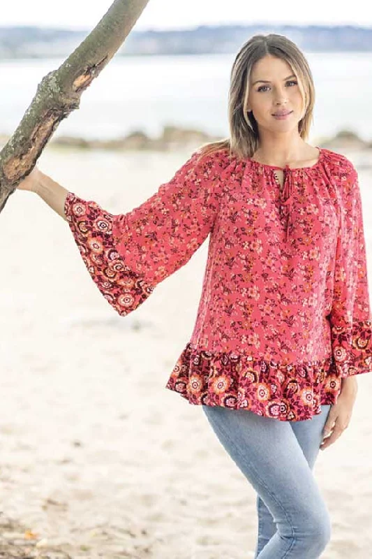 Women's Fitted Blouses -Papillon Bell Sleeve Blouse