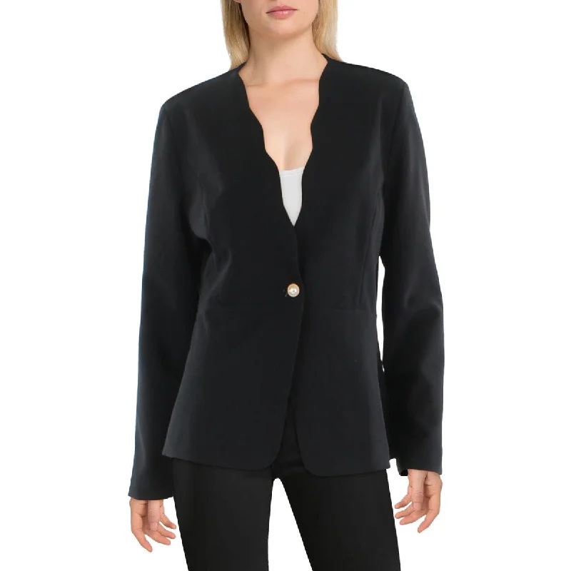 Women's Blazers for Bridesmaids -PLM Womens Scalloped Business One-Button Blazer