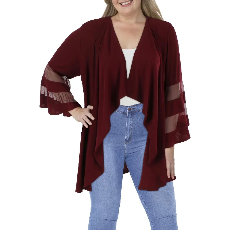 Women's Blazers with Ruffles -R&M Richards Womens Plus Knit Mesh Inset Duster Blazer Women's Blazers with Ruffles -R&M Richards Womens Plus Knit Mesh Inset Duster Blazer