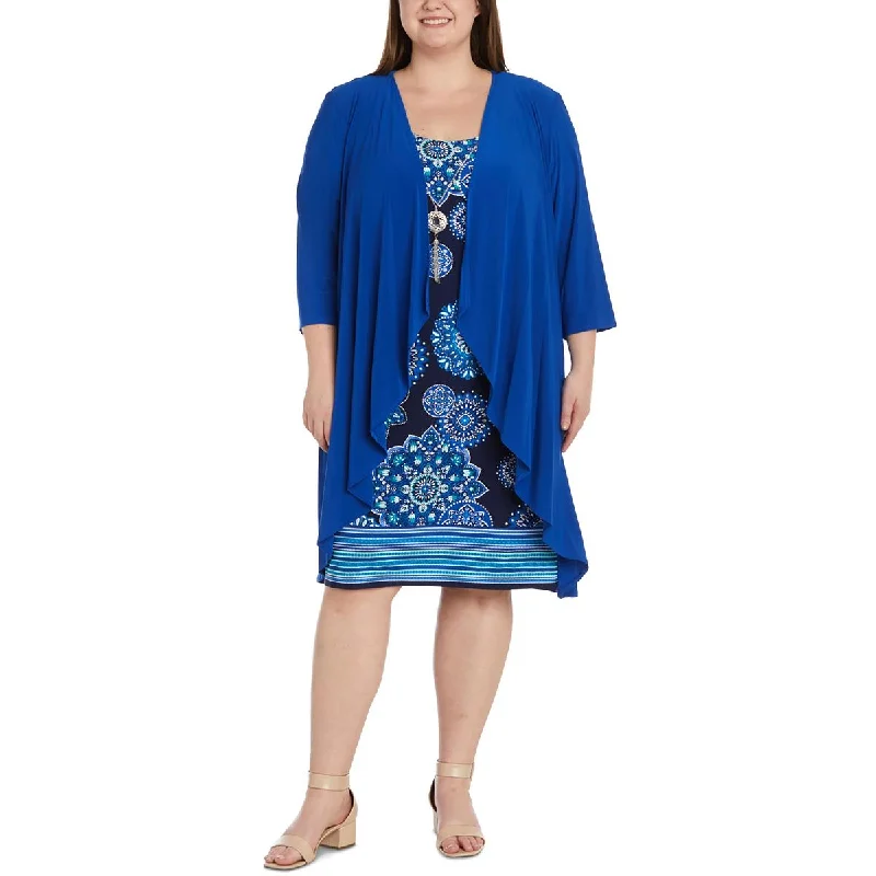 Women's Double-breasted Blazers -R&M Richards Womens Plus Midi Special Occasion Open-Front Blazer