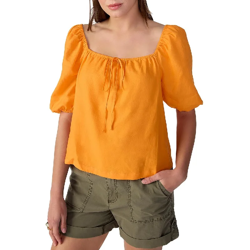 Women's Buttoned Shirts -Sanctuary Womens Printed Square Neck Blouse