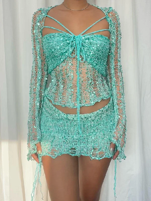 Women's Sweater Set for an Elegant Look -Summer Knitted Sets Woven Shiny Two Pieces Skirt Sets 2 Piece Set Women Women's Sweater Set for an Elegant Look -Summer Knitted Sets Woven Shiny Two Pieces Skirt Sets 2 Piece Set Women