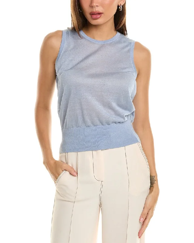 Women's Sweater Set with Snug Fit -Theory Twin Set Linen-Blend Shell