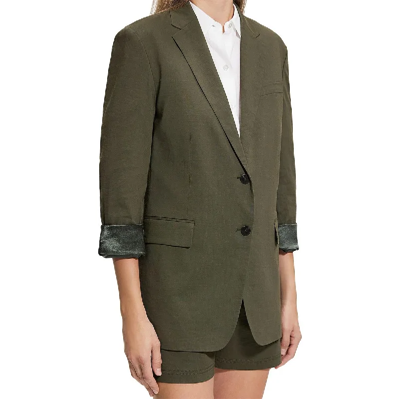 Women's Trench Blazers -Theory Womens Cuff Sleeve Boyfriend Fit Two-Button Blazer